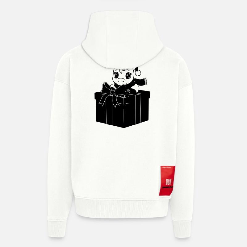 Weihnachts-Einhorn im Geschenk - Zip Hoodie - made by SPREAD - OFF WHITE