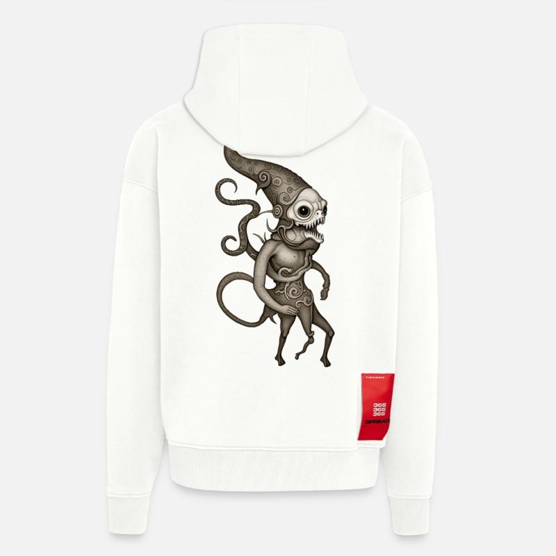 BUG #5 - dark hell - Veste à capuche bio épaisse oversize fabriqué en UE - OFF WHITE