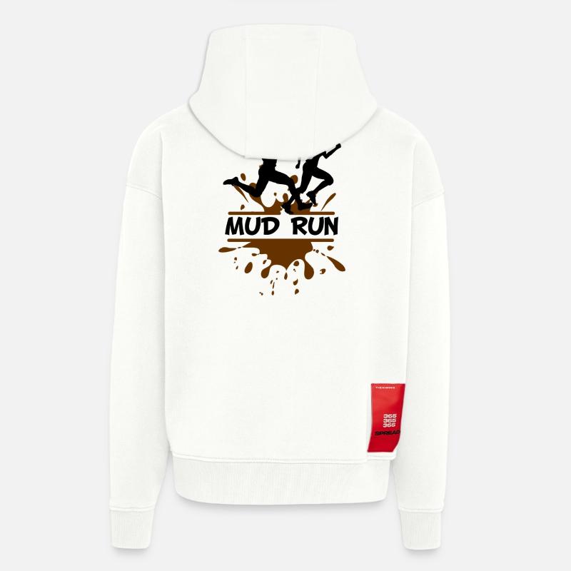 Mud Run Duo – Modder Runners - Veste à capuche bio épaisse oversize fabriqué en UE - OFF WHITE