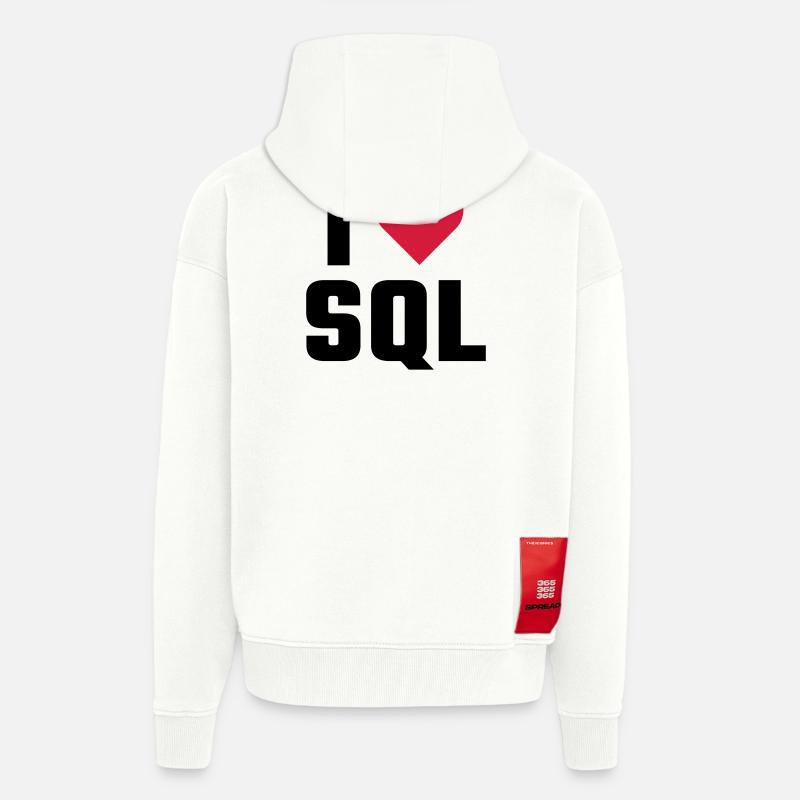 J'aime SQL - Veste à capuche bio épaisse oversize fabriqué en UE - OFF WHITE