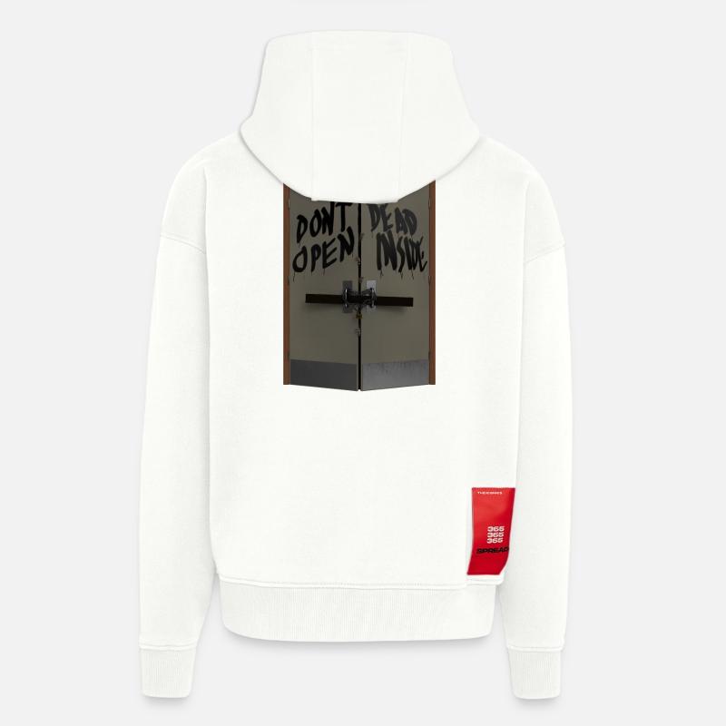 Don't open dead inside - Veste à capuche bio épaisse oversize fabriqué en UE - OFF WHITE