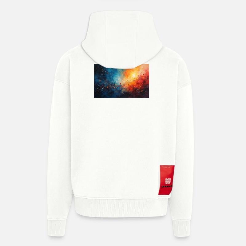 Aube Cosmic Abstract Splash - Veste à capuche bio épaisse oversize fabriqué en UE - OFF WHITE