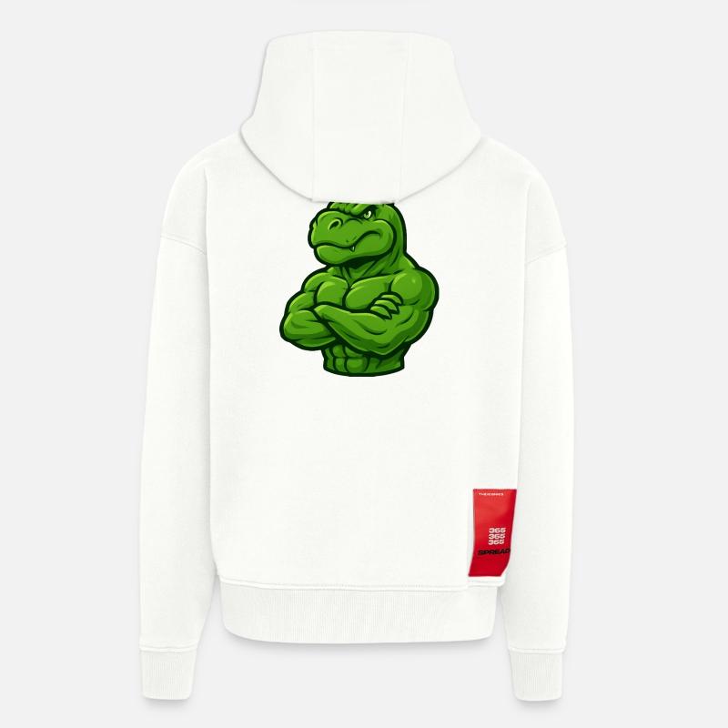 Starker T-Rex Dinosaurier mit Krone Selbstbewusst  - Zip Hoodie - made by SPREAD - OFF WHITE
