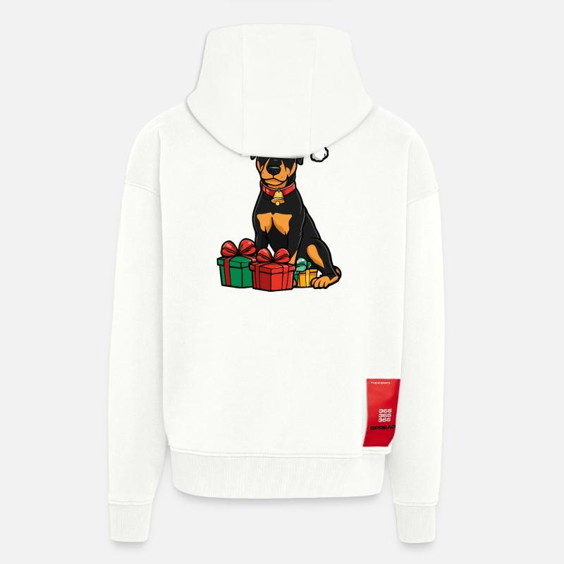 Cadeaux de Noël pour chiens doberman - Veste à capuche bio épaisse oversize fabriqué en UE - OFF WHITE