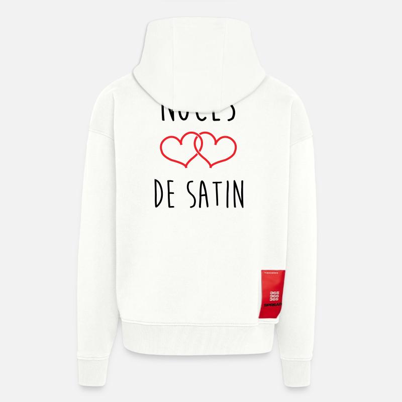 noces de satin 24 ans d'amour - Veste à capuche bio épaisse oversize fabriqué en UE - OFF WHITE