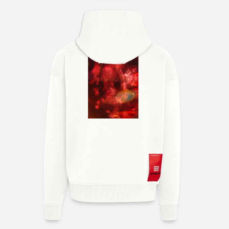 Feu rouge, néon bruyant - Veste à capuche bio épaisse oversize fabriqué en UE - OFF WHITE