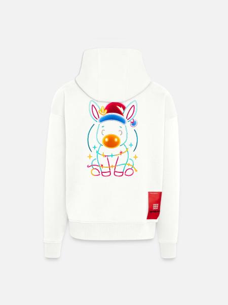 Donkey Elf Christmas Funny Gift - Zip Hoodie - made by SPREAD - OFF WHITE