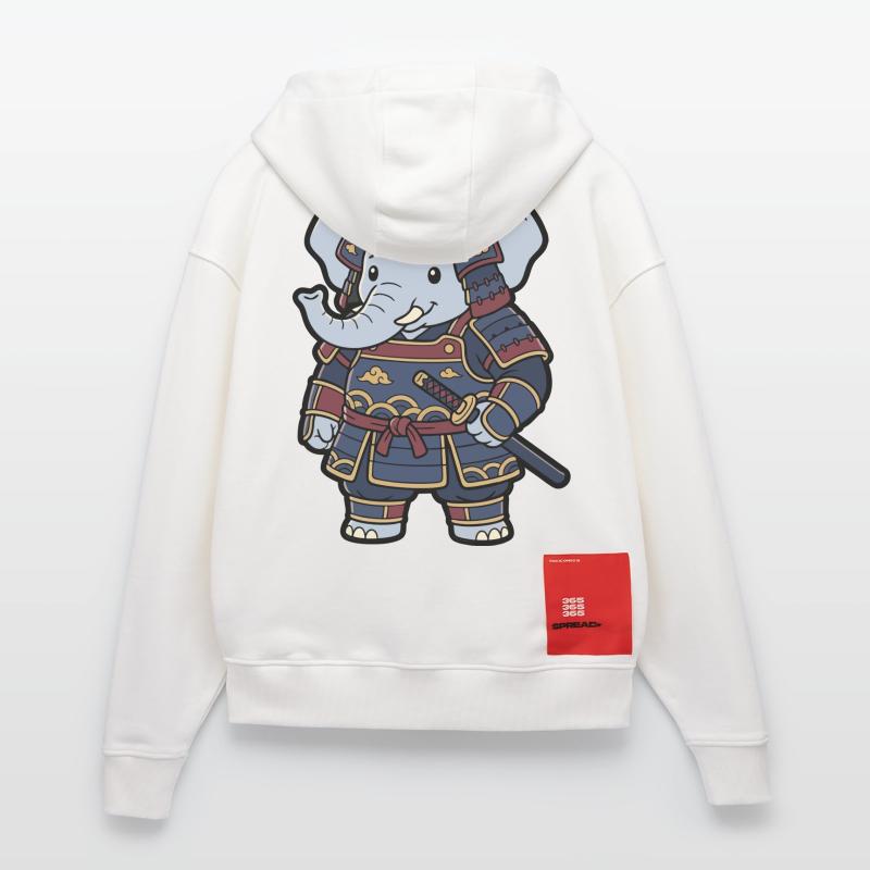Elephant Samurai in Warrior Armor Zip Hoodie - made by SPREAD