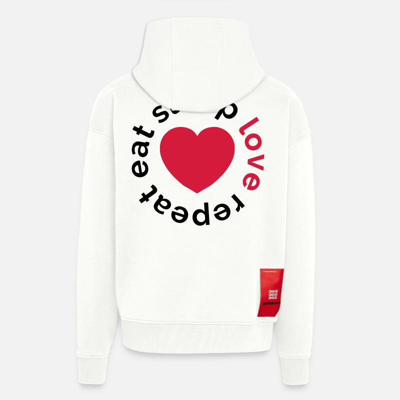 manger sommeil amour répéter - Veste à capuche bio épaisse oversize fabriqué en UE - OFF WHITE