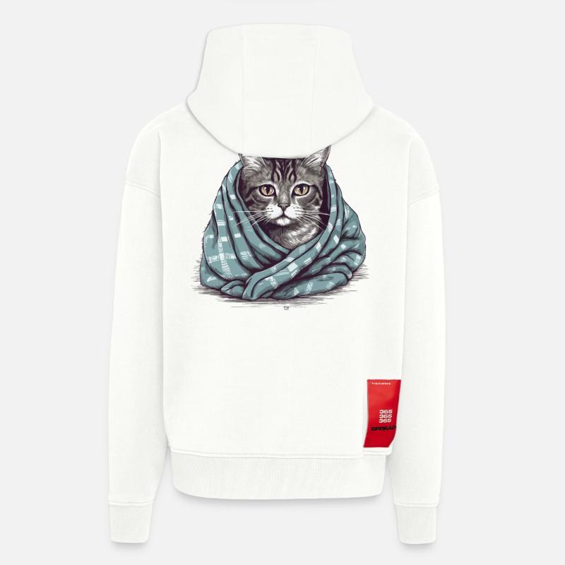 Katze in einer Decke - Zip Hoodie - made by SPREAD - OFF WHITE