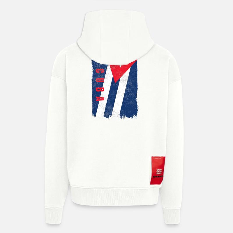 Drapeau de Cuba - Veste à capuche bio épaisse oversize fabriqué en UE - OFF WHITE