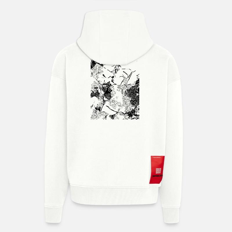 Abstract image / line / black / pattern - Zip Hoodie - made by SPREAD - OFF WHITE