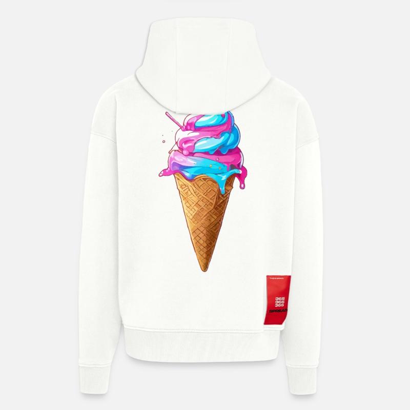 Lecker Eiscreme | Synthwave Eistüte - Zip Hoodie - made by SPREAD - OFF WHITE