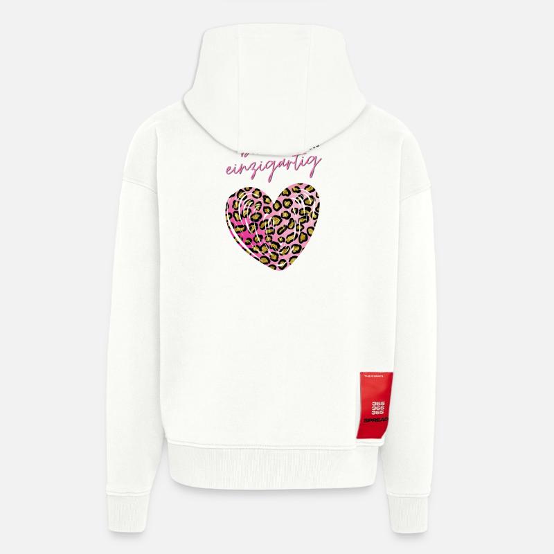 Du bist einzigartig Leopard Herz - Zip Hoodie - made by SPREAD - OFF WHITE
