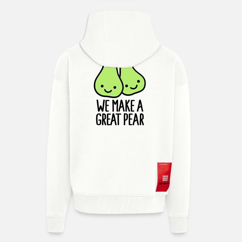 We make a great pear - Veste à capuche bio épaisse oversize fabriqué en UE - OFF WHITE