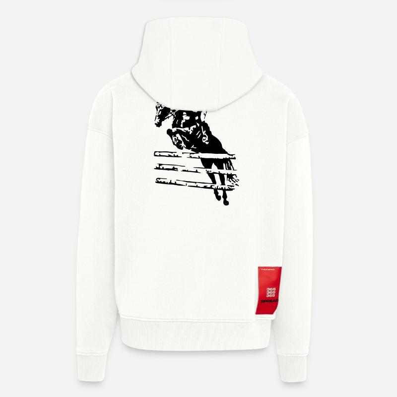 Cavalier de saut d’obstacles - Veste à capuche bio épaisse oversize fabriqué en UE - OFF WHITE
