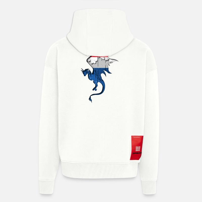 Drapeau des Pays-Bas - Pays-Bas - Silhouette de - Veste à capuche bio épaisse oversize fabriqué en UE - OFF WHITE