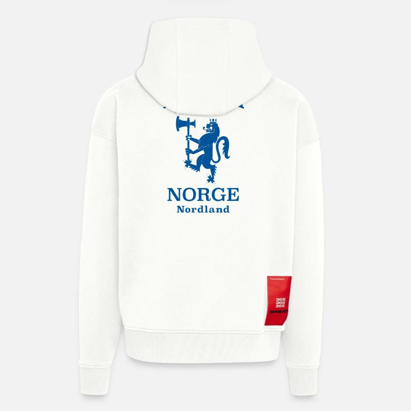 Narvik, Norvège, Norvège - Veste à capuche bio épaisse oversize fabriqué en UE - OFF WHITE