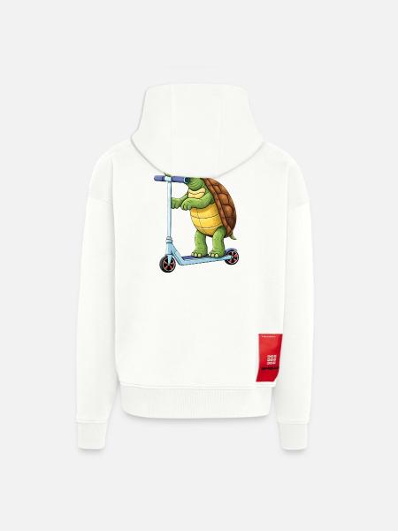 Sød Skildpadde Tegnefilm Scooter Scooter Kedelig - Heavyweight oversized organic hættejakke made in EU - OFF WHITE
