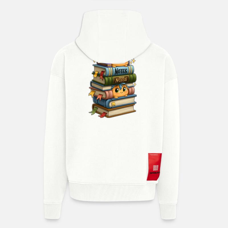 Book Stack with Birds - Zip Hoodie - made by SPREAD - OFF WHITE