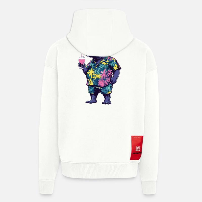 Hippopotamus Comic Summer - Zip Hoodie - made by SPREAD - OFF WHITE