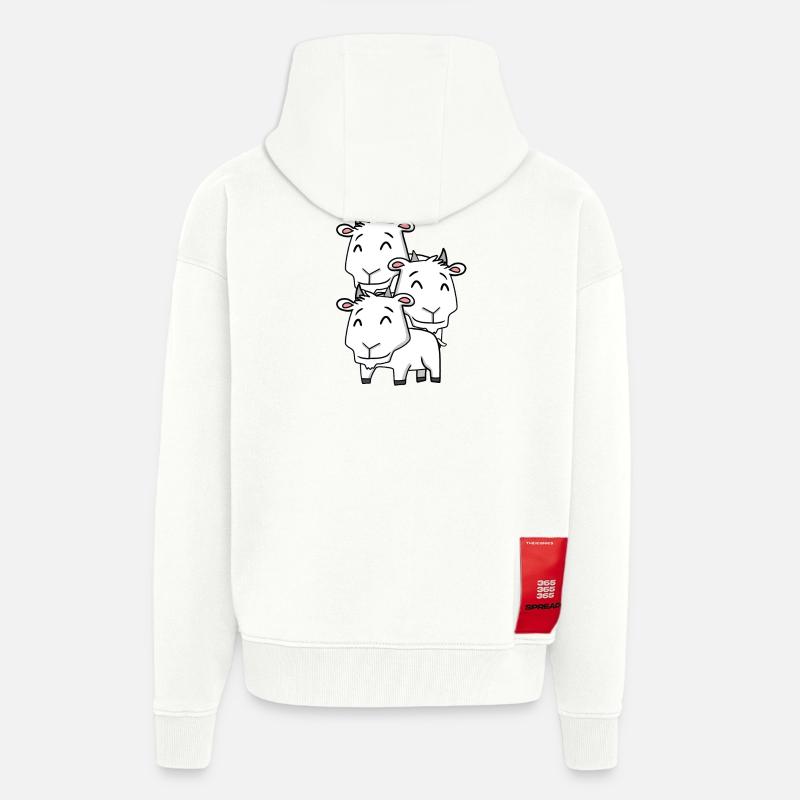 Chèvres mignonnes - Chèvre - Veste à capuche bio épaisse oversize fabriqué en UE - OFF WHITE