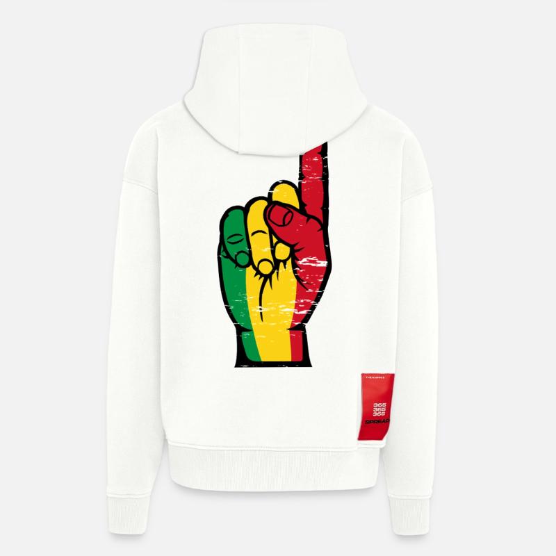 Drapeau du Mali numéro 1 utilisé - Veste à capuche bio épaisse oversize fabriqué en UE - OFF WHITE