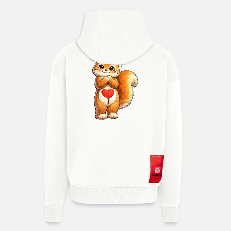 Schüchternes Eichhörnchen mit rotem Herz - Zip Hoodie - made by SPREAD - OFF WHITE