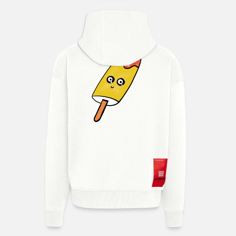 Kawaii  Eis Eiskrem Kinder lustig - Veste à capuche bio épaisse oversize fabriqué en UE - OFF WHITE
