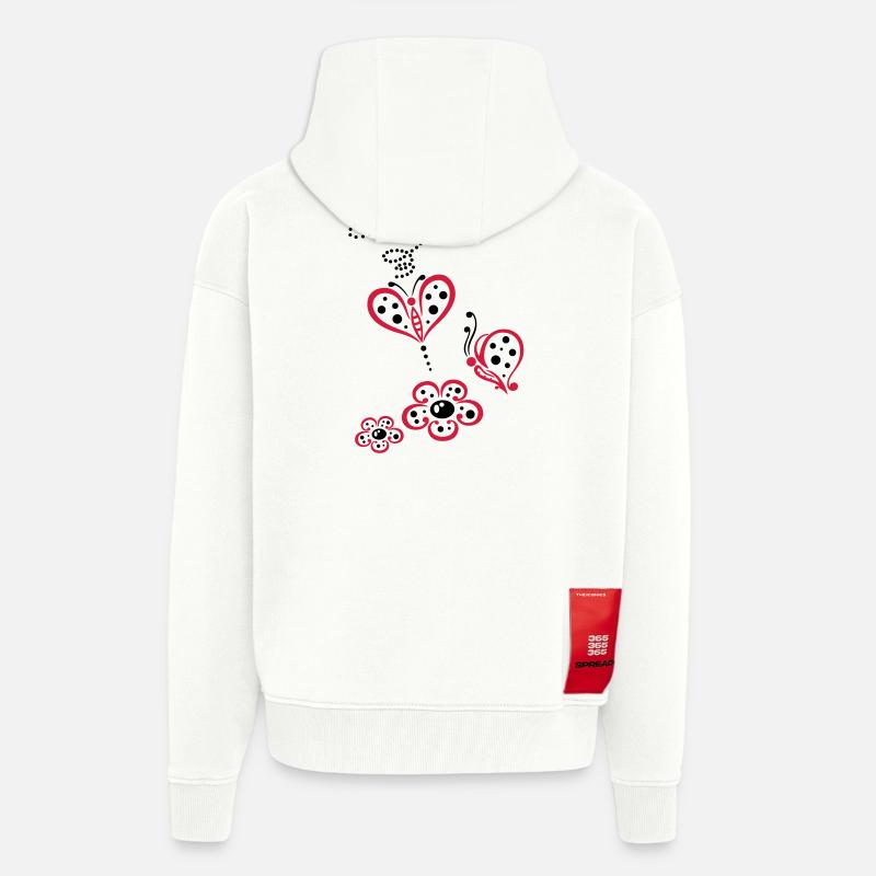 Bunte Schmetterlinge mit Blumen, Sommerwiese - Zip Hoodie - made by SPREAD - OFF WHITE