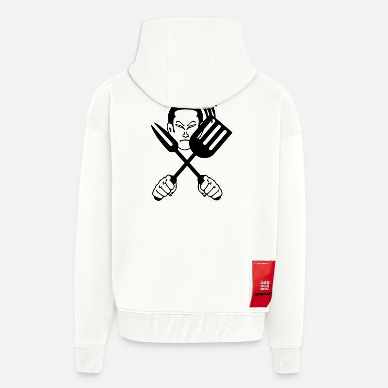 Cuisinier samouraï japonais - Veste à capuche bio épaisse oversize fabriqué en UE - OFF WHITE