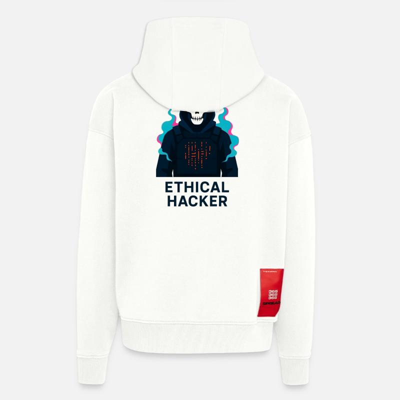 Hacker Ethique - Cybersécurité - Veste à capuche bio épaisse oversize fabriqué en UE - OFF WHITE