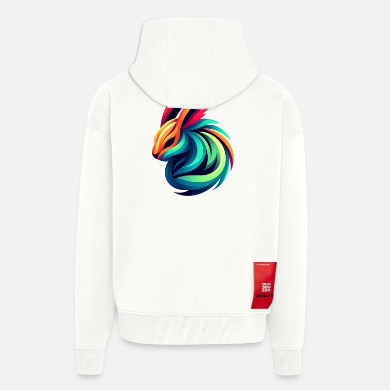 Lapin Couleur Éclatante - Veste à capuche bio épaisse oversize fabriqué en UE - OFF WHITE