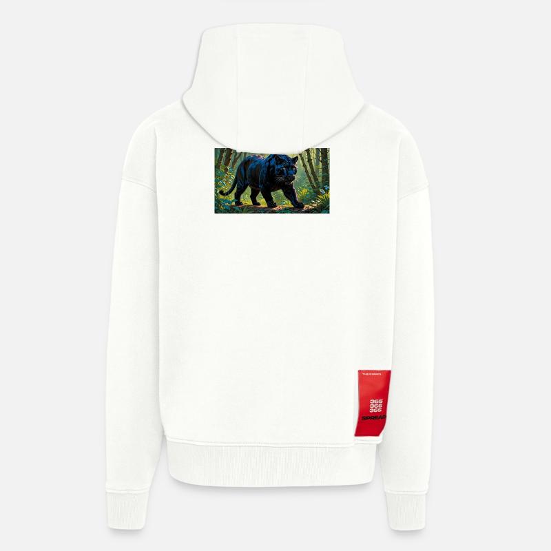 Panthère noire - Veste à capuche bio épaisse oversize fabriqué en UE - OFF WHITE