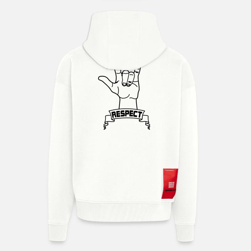 Handgeste Respekt mit Text RESPEKT - Zip Hoodie - made by SPREAD - OFF WHITE