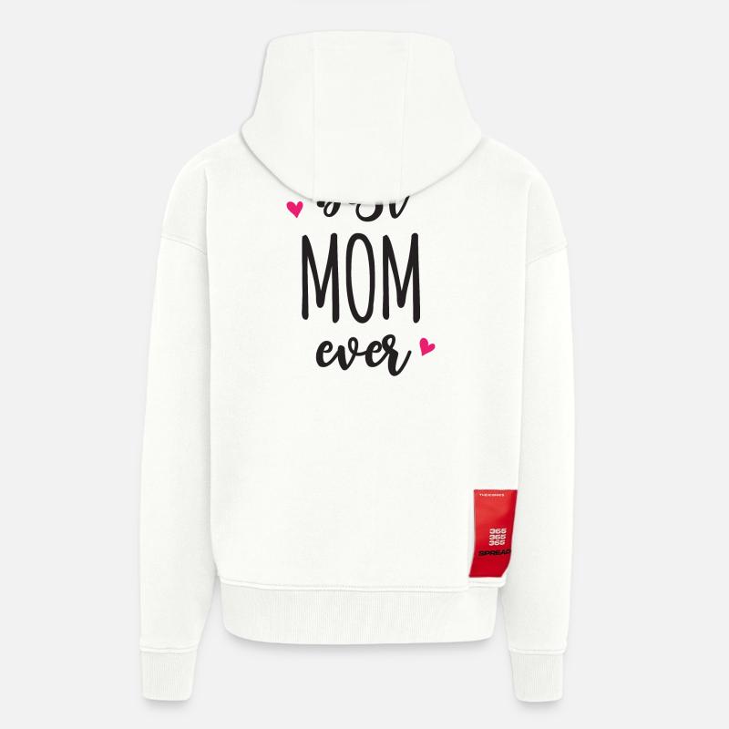 Meilleure maman de tous les temps - Veste à capuche bio épaisse oversize fabriqué en UE - OFF WHITE