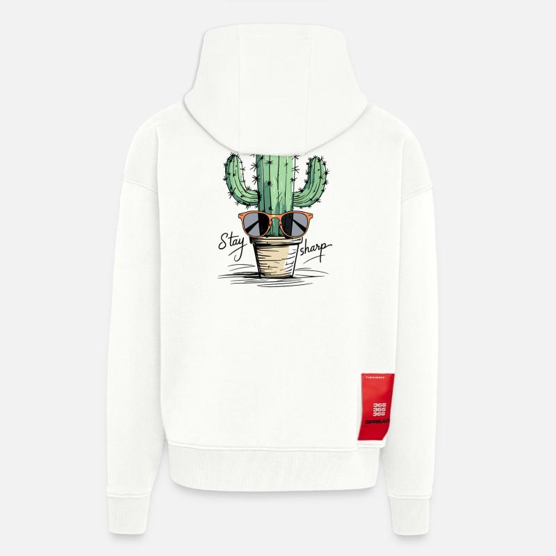 Conception de lunettes de soleil Cactus - Veste à capuche bio épaisse oversize fabriqué en UE - OFF WHITE