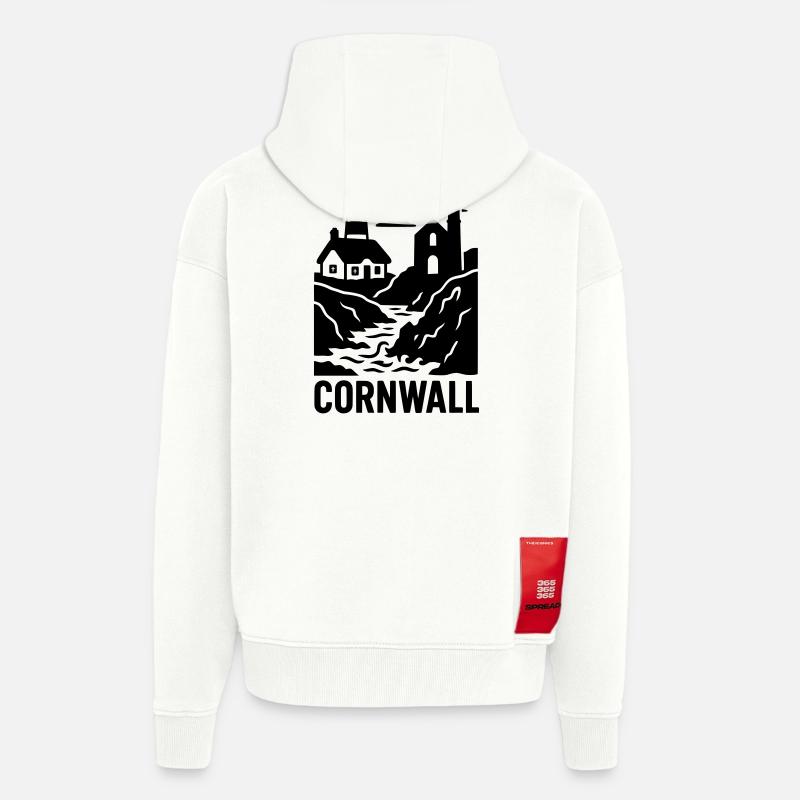 Silhouette de Cornouailles - Veste à capuche bio épaisse oversize fabriqué en UE - OFF WHITE