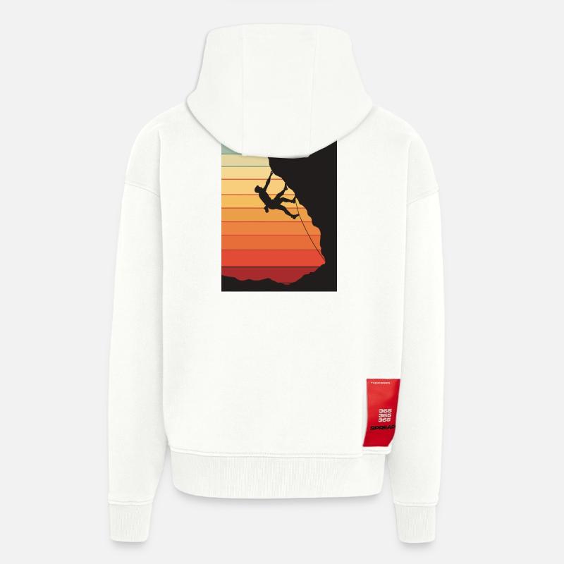 Grimpeurs au coucher du soleil - Veste à capuche bio épaisse oversize fabriqué en UE - OFF WHITE