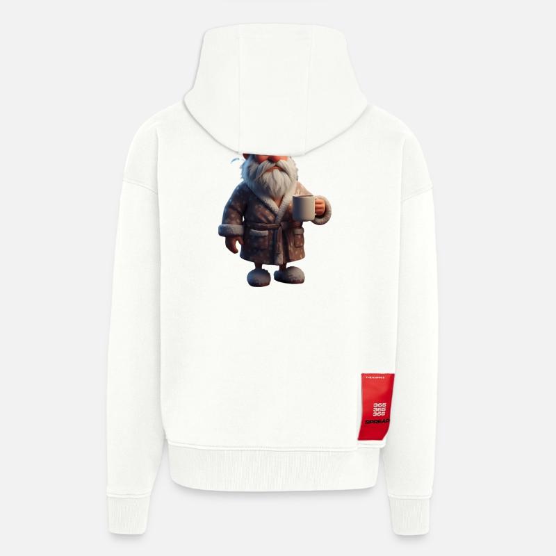 Grummeliger Winteropa mit Kaffeebecher Santa - Zip Hoodie - made by SPREAD - OFF WHITE