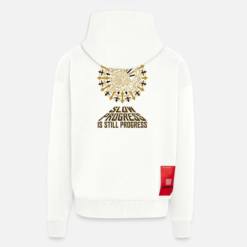 Escargot Fusée à Progrès Lent - Veste à capuche bio épaisse oversize fabriqué en UE - OFF WHITE