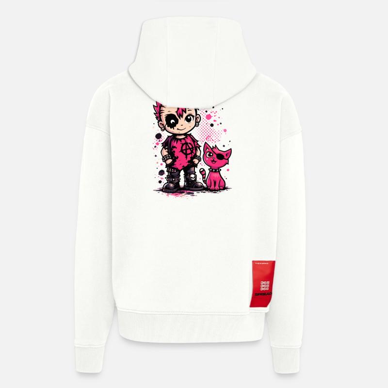 Punk Kid mit pinker Katze - Zip Hoodie - made by SPREAD - OFF WHITE