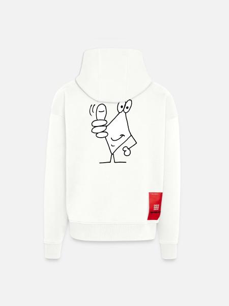thumbs up - Zip Hoodie - made by SPREAD - OFF WHITE