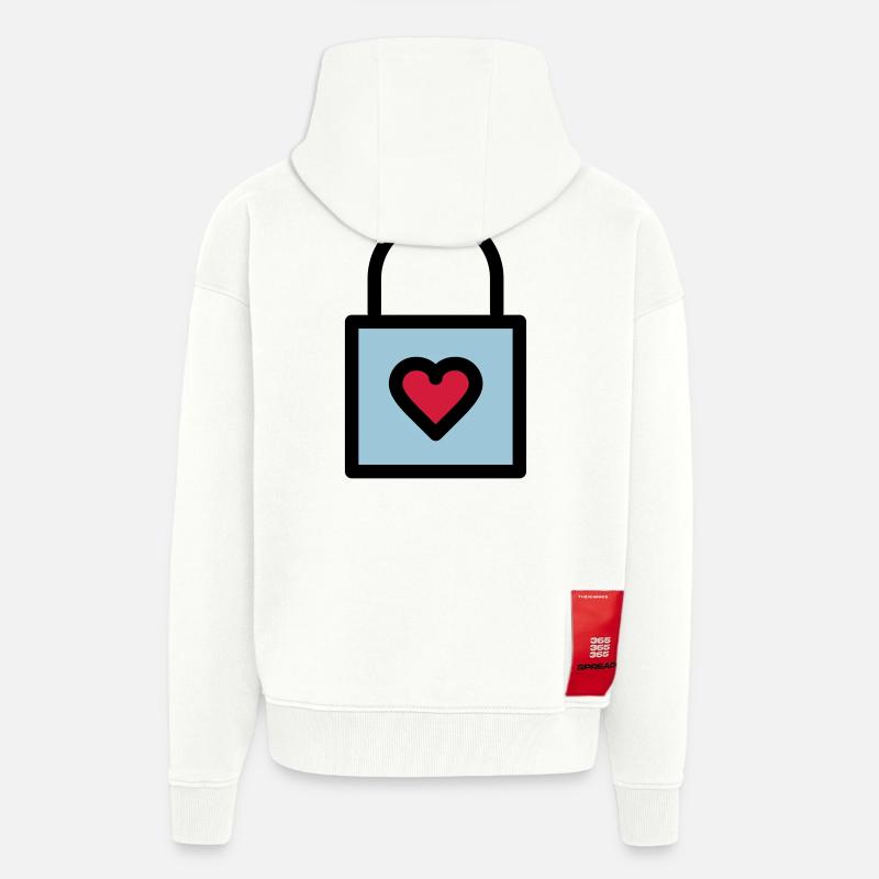 Cadenas, serrure d'amour - Veste à capuche bio épaisse oversize fabriqué en UE - OFF WHITE