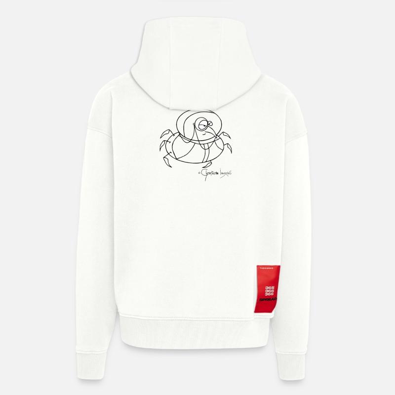 Monoclebug - Coleopter Monoculus - Veste à capuche bio épaisse oversize fabriqué en UE - OFF WHITE