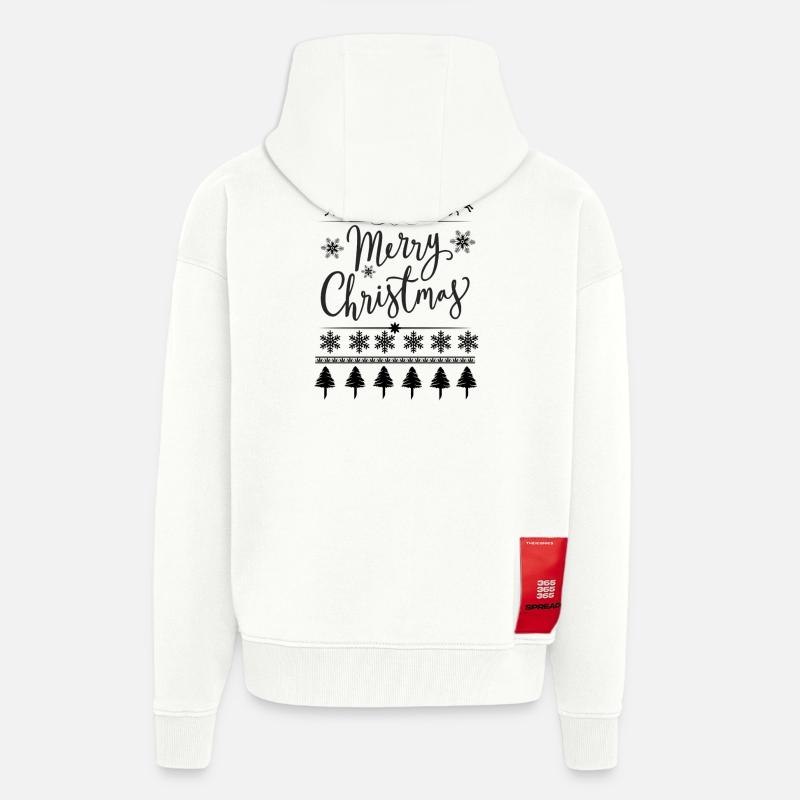 Joyeux Noël Scripté - Veste à capuche bio épaisse oversize fabriqué en UE - OFF WHITE
