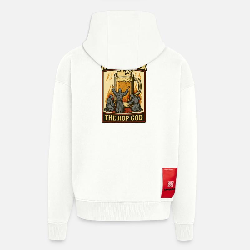 Dieu du Houblon du Culte - Veste à capuche bio épaisse oversize fabriqué en UE - OFF WHITE
