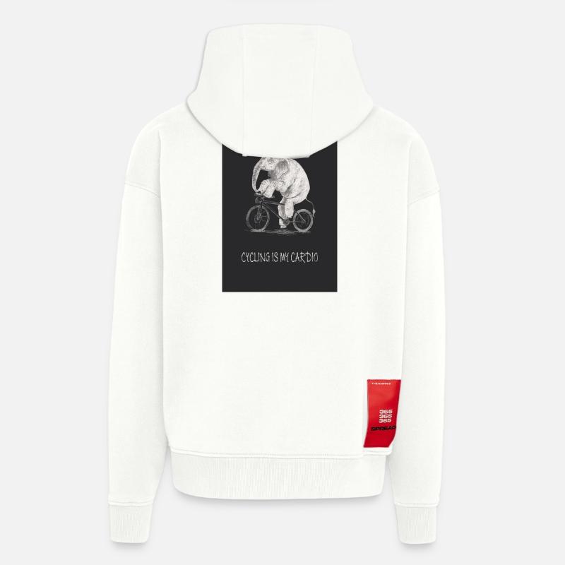 Le vélo, c’est mon cardio - Veste à capuche bio épaisse oversize fabriqué en UE - OFF WHITE