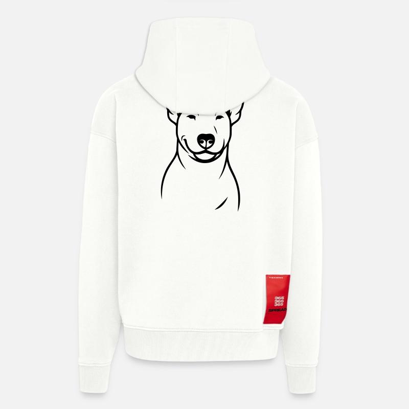 Silhouette stylisée du Bull Terrier - Veste à capuche bio épaisse oversize fabriqué en UE - OFF WHITE