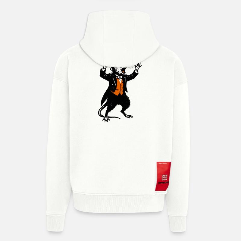 Ratte als Dirigent im Smoking - Zip Hoodie - made by SPREAD - OFF WHITE